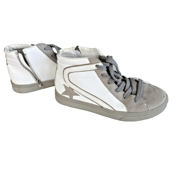 Euc Shu Shop Roxanne Distressed look White kids hi top size 5 - Picture 1 of 7